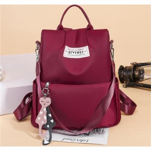 High Capacity Anti-Theft Zipper Travel Large Daypack Cute Pendant Rucksack Multi-Use Bags High Quality Oxford Backpack for Women