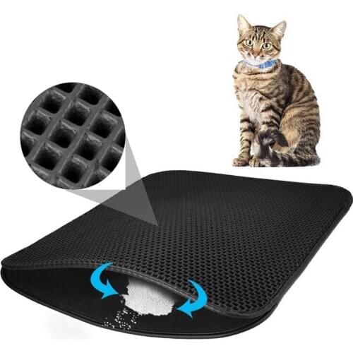 Waterproof Pet Cat Litter Mat Foldable EVA Double Layer Cat Litter Trapping Pet Litter Cat Mat Clean Pad Products For Cats