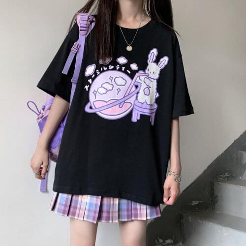 Women Y2K Top apanese Anime Harajuku Kawaii Korean Style Punk Summer Short Sleeve Loose woman tshirts Gothic Shirt Dropshipping