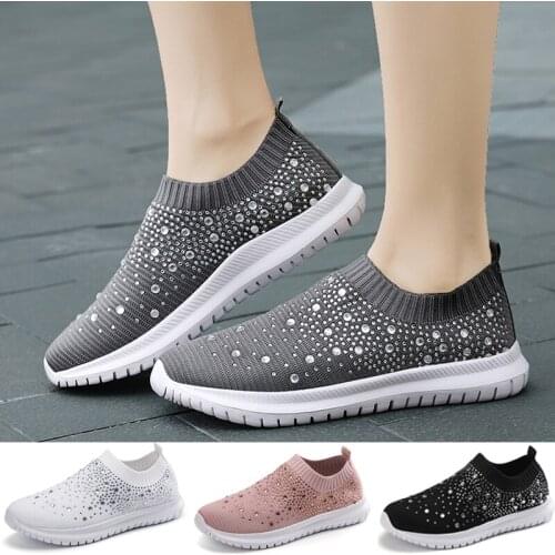 Women Casual Shoes Fashion Slip on Sock Shoes Walking Sneakers Breathable Loafers Lazy Shoes Fitness Sneakers
