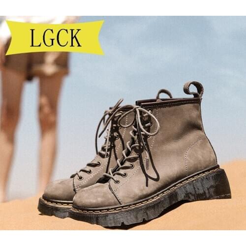 Plus Size 34-39 Motorcycle Boots 2021 Women Fashion Genuine Leather Ankle Boots for Women Chunky Platform New Party Shoes Woman