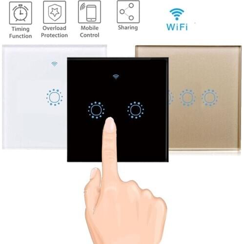 1/2/3 Gang 1 Way Wi-Fi Touch Switch Wall Light Panel Wireless Intelligence Timing and Remote Control APP Wall Switch EU Standard