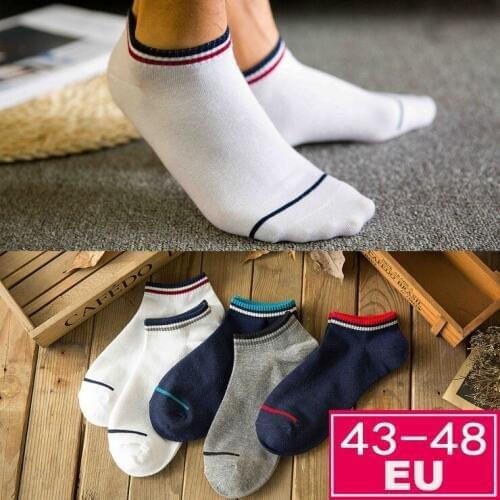 10PCS=5 pairs plus size men boat socks fashion low cut ankle socks summer 43-48