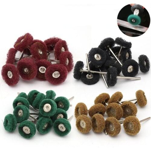 10pcs Abrasive Nylon brush 2.35/3mm shank Fiber Buffing Wheel Deburring Metal grinding Rust removal dust cleaner grinding tool