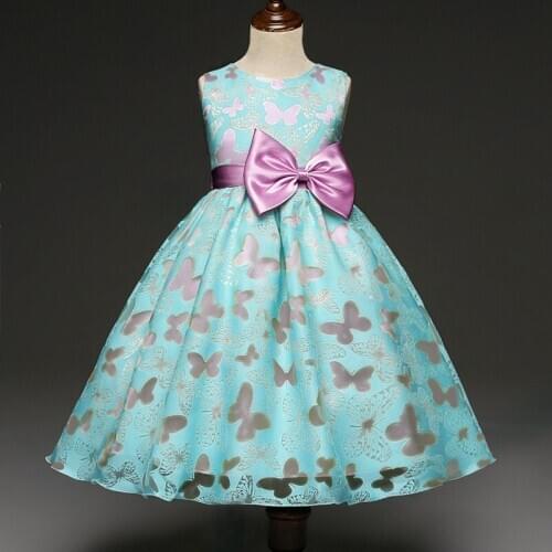 2019 Elegant Dress with Flower Pattern Princess Dress for Wedding Party Vintage Dress for Birthday Graduation Ball Gown for Chil