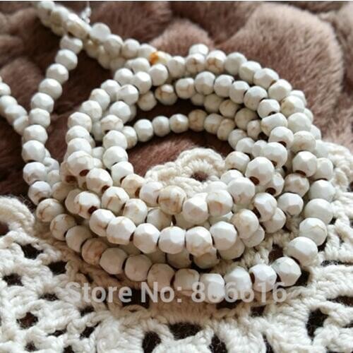 4MM 200Pcs/2strands Full-cut face Natural White Stone Bead Loose Strands Jewelry Beads Findings & Accessories