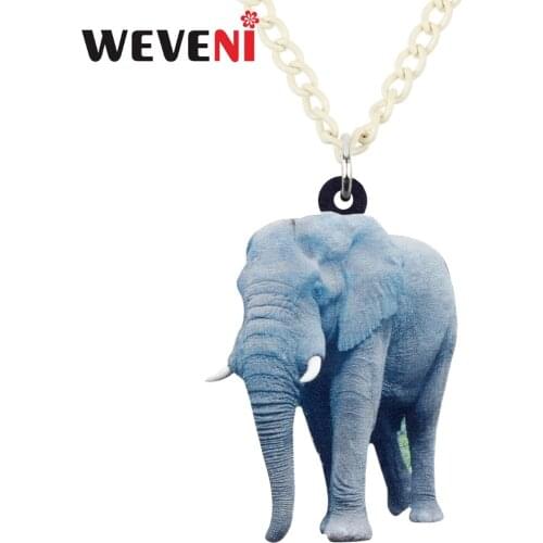 WEVENI Acrylic Walking Jungle Elephant Necklace Pendant Choker African Wild Bijoux Jewelry For Women Girls Teen Party Gift 2018