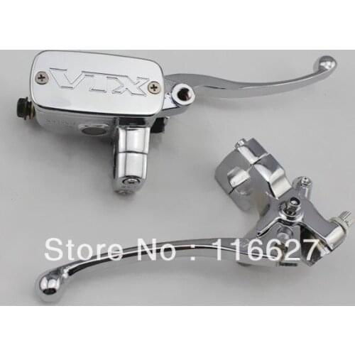 Freeshipping Freeshipping Chrome 1" 25 mm Handlebar Control Reservoir Brake 14mm VTX Clutch Levers Motorycycle New