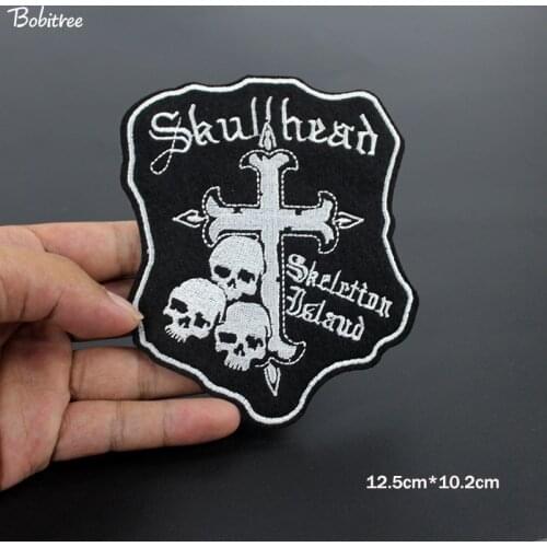 Bobitree Punkers Jeans wear black patch Skull cool badges Stickers Fabric embroidery patches iron on