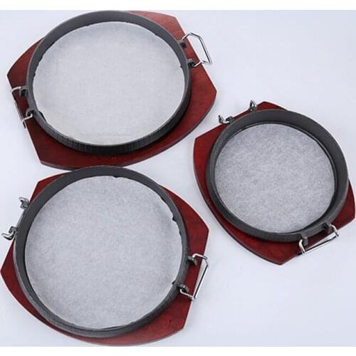 Cast iron electromagnetic oven baking pan iron frying steak plate commercial circular Korean BBQ food dish comal wood tray