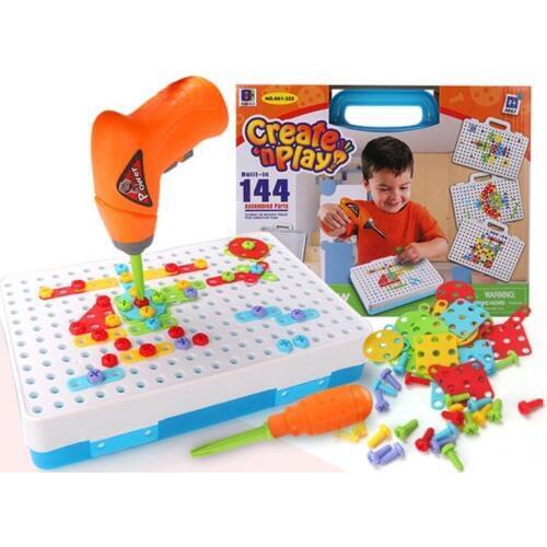 Children DIY Drill Puzzle Toy Screw Group Tool Creative Birthday Present Jigsaw Kids For Improve babys Design color awareness