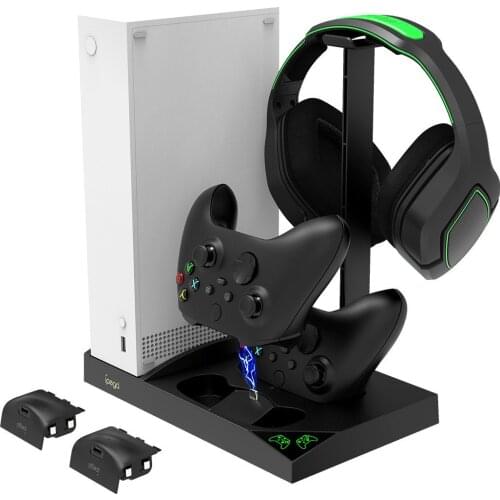 For Xbox Series S Console Host Multifunctional Cooling Fan Base XSS Game Handle Dual Battery Stand With Earphone Rack