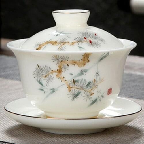 Household Bussiness Gift Teaware Tea Tureen Ceramic Teacup Chawan Porcelain Zen Buddha Gaiwan