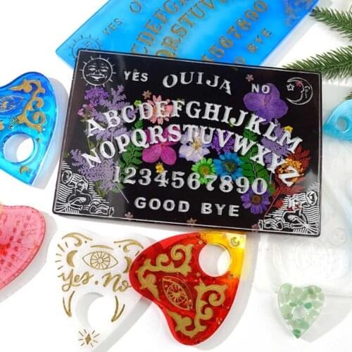 2Pcs Ouija- Board Planchette Resin Molds Gothic Ouija- Board Game Keychain Pendant Epoxy Silicone Molds Jewelry Making