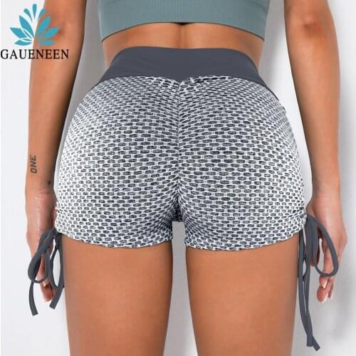 GAUENEEN High Waist Yoga Shorts Push Up Fitness Shorts Women Athletics Workout Tight Honeycomb Running Gym Scrunch Butt Shorts