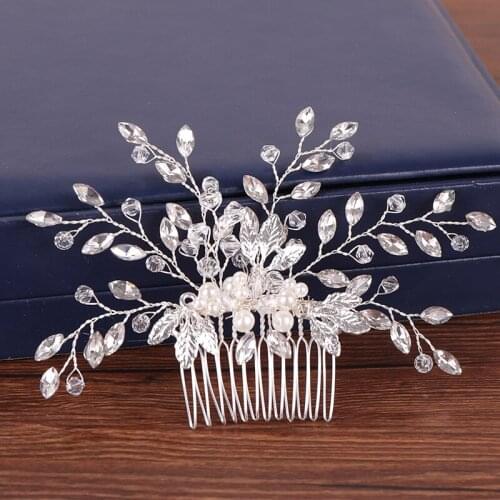 Rhinestone Hair Comb Women Accessories Bride Pearl Hair Comb Women Hair Jewelry Silver Color Comb For Hairs Headpiece