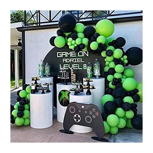 100Pcs/lot Game on Balloons Garland Black Green Globos Birthday Banner Gamepad Foil Balloon for Video Game Birthday Party Decor