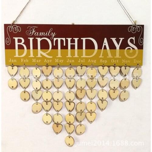 Advent Calendars Wood Birthday Reminder Board Birch Plaque Sign Family &Friends DIY DIY Hanging Calendar Date Mark Home Decor