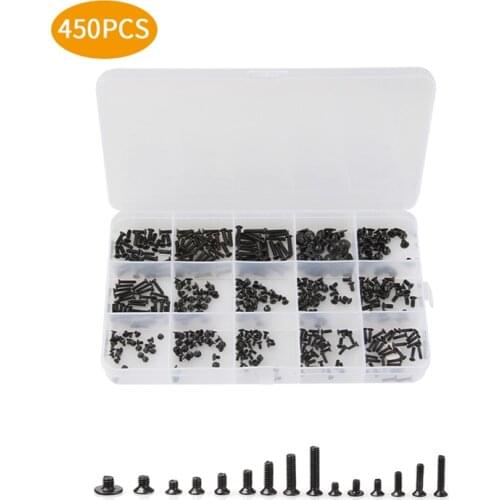 450Pcs/Set Laptop Computer Screws Kit Assemble Fastening Flat Head Black Repair Case For IBM For Dell For Lenovo For Samsung