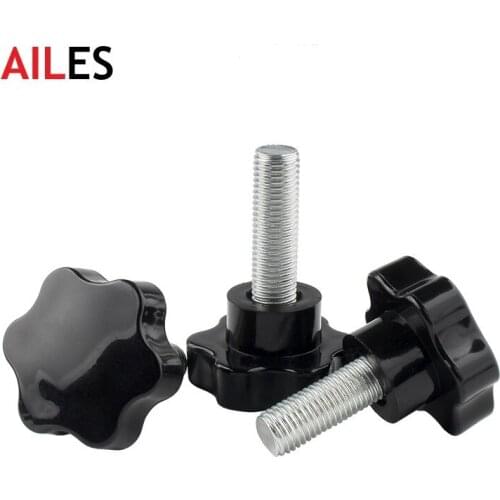 M4 M5 M6 M8 Plum Bakelite Hand Tighten Screws Carbon Steel Star Shaped Clamping Knob Bolts