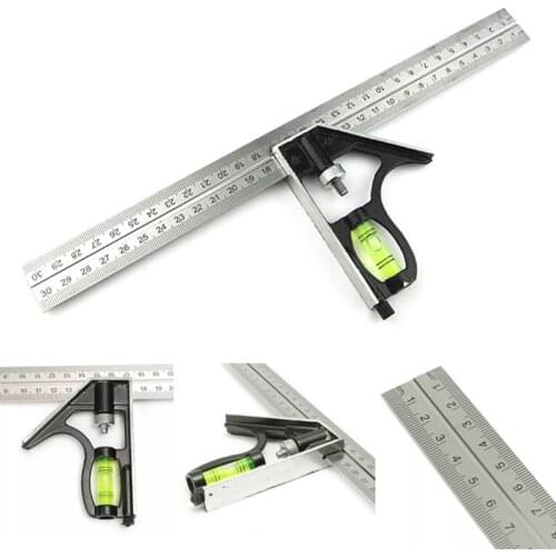300mm Multifunctional Combination Ruler Aluminum Alloy Movable Combination Angle Ruler Woodworking Machinery Part Measuring Tool