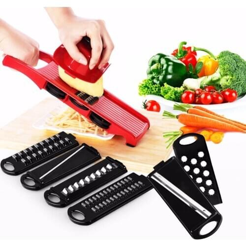 Multi-function 6 in 1 Plastic Vegetable Fruit Slicers Cutter Adjustable Stainless Steel Blades Grater Free Peeler Slicer