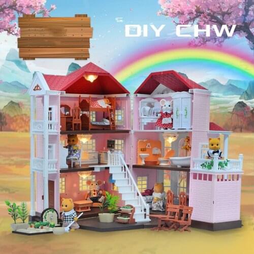 Montessori Diy Doll House Model Miniature House Furniture Accessorie Handmade Casa Apartments Home Toy For Girls Children