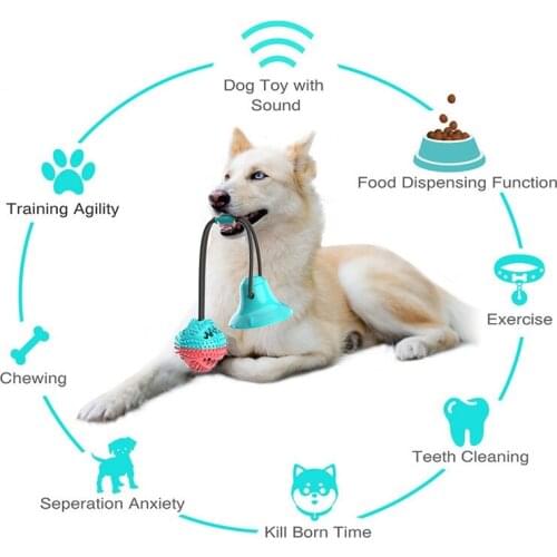 Dog Molar Rope Ball Toy Pet Bite Tug Chew Puppy Tooth Cleaning with Suction Cup Sucker Drawstring Leaking Ball Toy Tugging