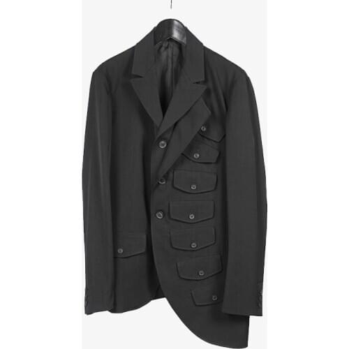 Irregular multi-pocket deconstruction casual mens suit asymmetrical loose original designer brand