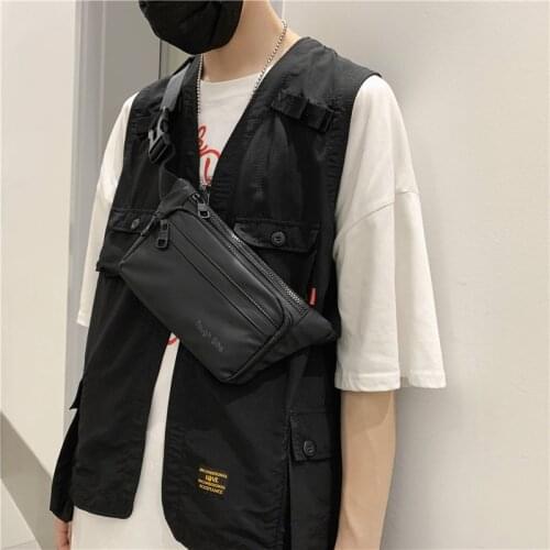 New nylon waterproof mobile phone bag mens fashion chest bag outdoor messenger bag large capacity unisex hip belt bag