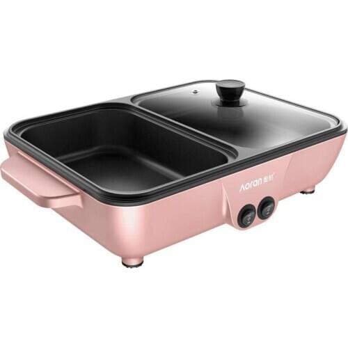 Dormitory mini hot pot electric grill multi-function roasting and frying pan smokeless baking pan dual-use barbecue machine