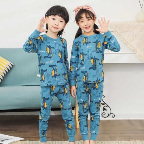 TUONXYE Boys Girls Pajamas Set Children Dinosaurs Cotton Kids Long Sleeve Pijama Baby Sleepwear Clothing