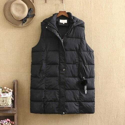 Plus Size Cotton-Padded Jacket For Women Sleeveless Hoodie Zippers Winter Jacket Cotton And Thickened Extra Large Size In Winter