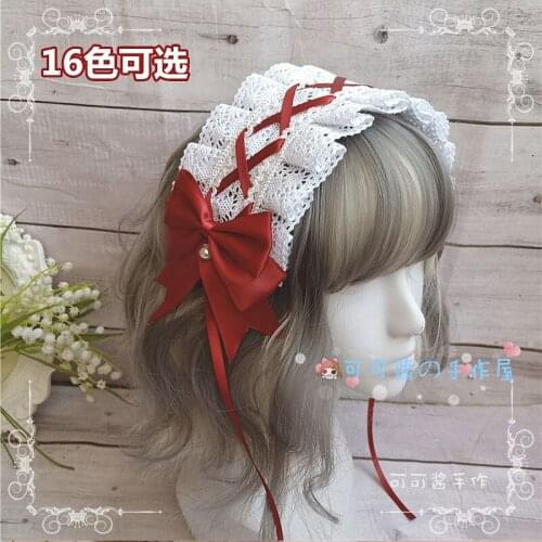 Hand Made Lolita Hair Band KC Lolita Large Bow Body-shape Division Japanese-style Hair Accessories Versatile Cotton Thread Lace