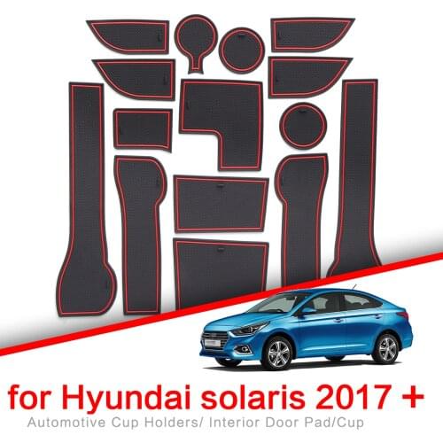 ZUNDUO Gate slot cup mats for 2017 - 2019 Hyundai Solaris 2 Door Pad/Cup Dust mats Water Coaster Non-slip red/blue/white 15pcs