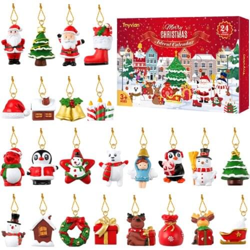 Toyvian Advent Calendar with 24 Hanging Ornaments Colorful Christmas Advent Calendar Xmas Tree Hanging Ornaments