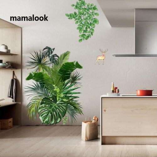 Removable Nordic Style Banana Leaf Wall Stickers For Living Room Bedroom Dining Room Kitchen Kids Room Sofa Wall Decals