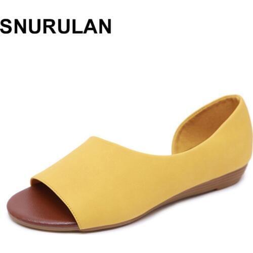 SNURULAN 2019snake-patterned imitation leather womens sandals Large sizes Summer wedge heel round toe sandals comfortable shoes