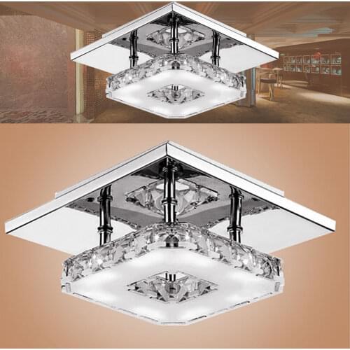 Modern Crystal Ceiling Lamp 8W White/Warm LED Hanging Lighting Metal Ceiling Light Fixtures For Dining Living Room Bedroom Aisle