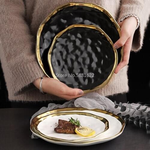Dinner Plate Ceramics Microwave and Dishwasher Safe 6 Inch Dish Steak Bread Salad Plates Porcelain Set France Style