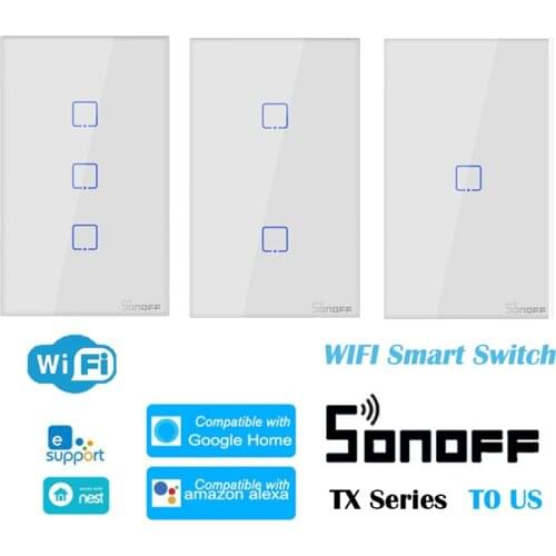 SONOFF T0 US WiFi Smart DIY Switch Timer 1-3Gang Switches Automation via eWelink APP Remote Control Work with Alexa Google Home