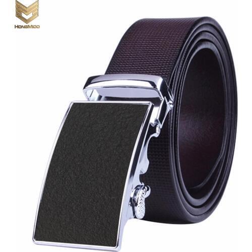 Hongmioo 2017 High Quality Business Fashion Automatic Buckle Mens Belt Genuine Luxury Leather Belt Brown Belts For Men
