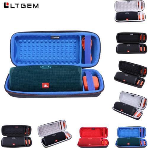 LTGEM Hard Travel Case for JBL Charge 4 Portable Waterproof Wireless Bluetooth Speaker - Black. Fits USB Cable and Charger