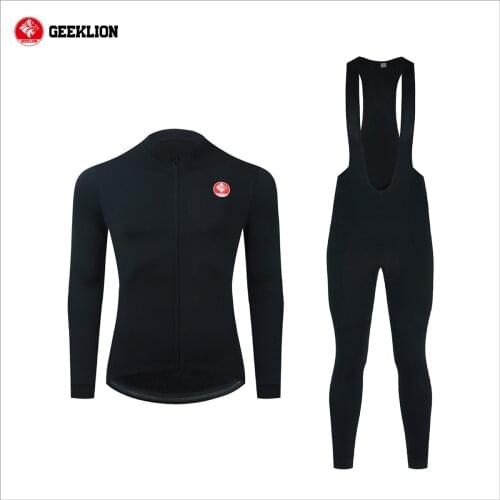 2021 Geeklion Winter Warm-Keeping Cycling Set Thermal Fleece Pro Fit Bike Long Sleeves Maillot Team Tour Racing Bib Pants