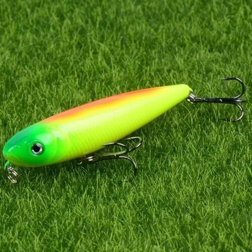 1PCS Top Water Artificial Lure Hard Plastic Fishing Lure Surface Pencil Minnow Bait 9.7g 8cm Hook Size 6