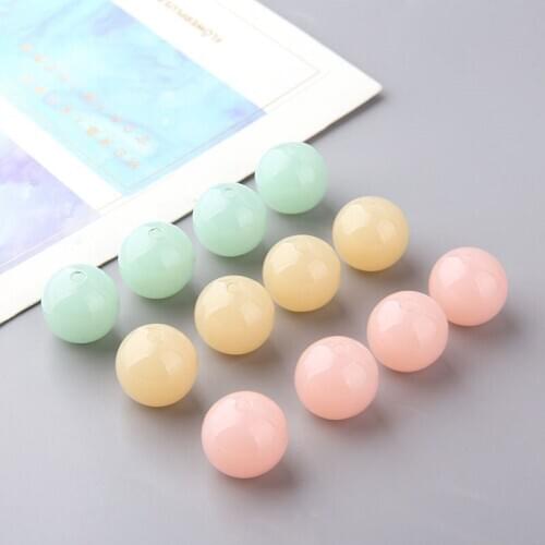 10pcs Korean Vintage 16mm Translucent Resin Round Beads Earrings for Women Perforated Beads Jewelry Necklace Accessories Trendy