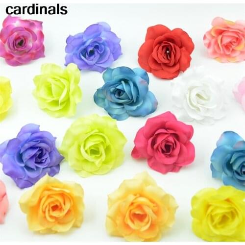 100pcs 6.5cm Large Gradient Silk Rose Artificial Flower Head For Wedding Decoration DIY Garland Decorative Floristry Fake Flower