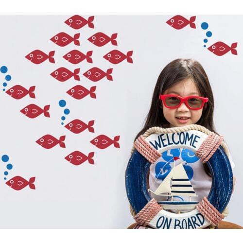 18pcs/set fish Wall Sticker For Kids RoomNursery Kids Underwater Sea Life Cute Aquarium Nautical Room Wall Art Home DecorT180712