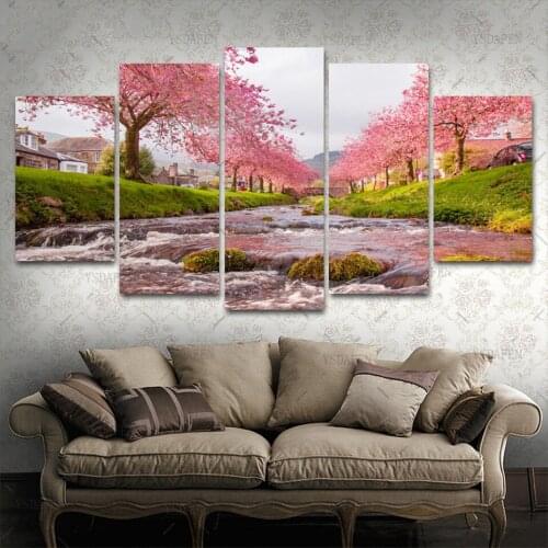 5 pcs,Diamond Painting,5D,Cherry blossoms,Full Drill Square,round,Diamond Art Embroidery Multi-picture beautiful landscape N585
