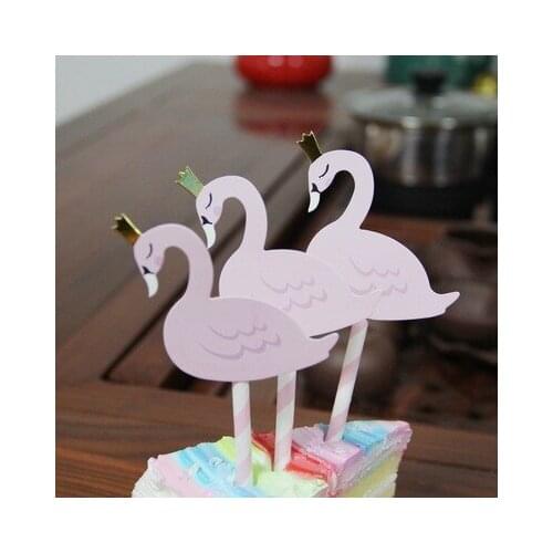 5 pcs/lot Lovely Flamingo Cake Topper for Birthday Cupcake Flag Baby Shower Party Wedding Decoration Supplies